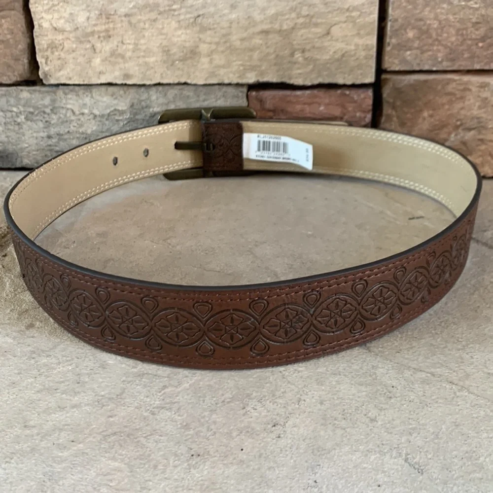 Etched faux leather belt 37 inches